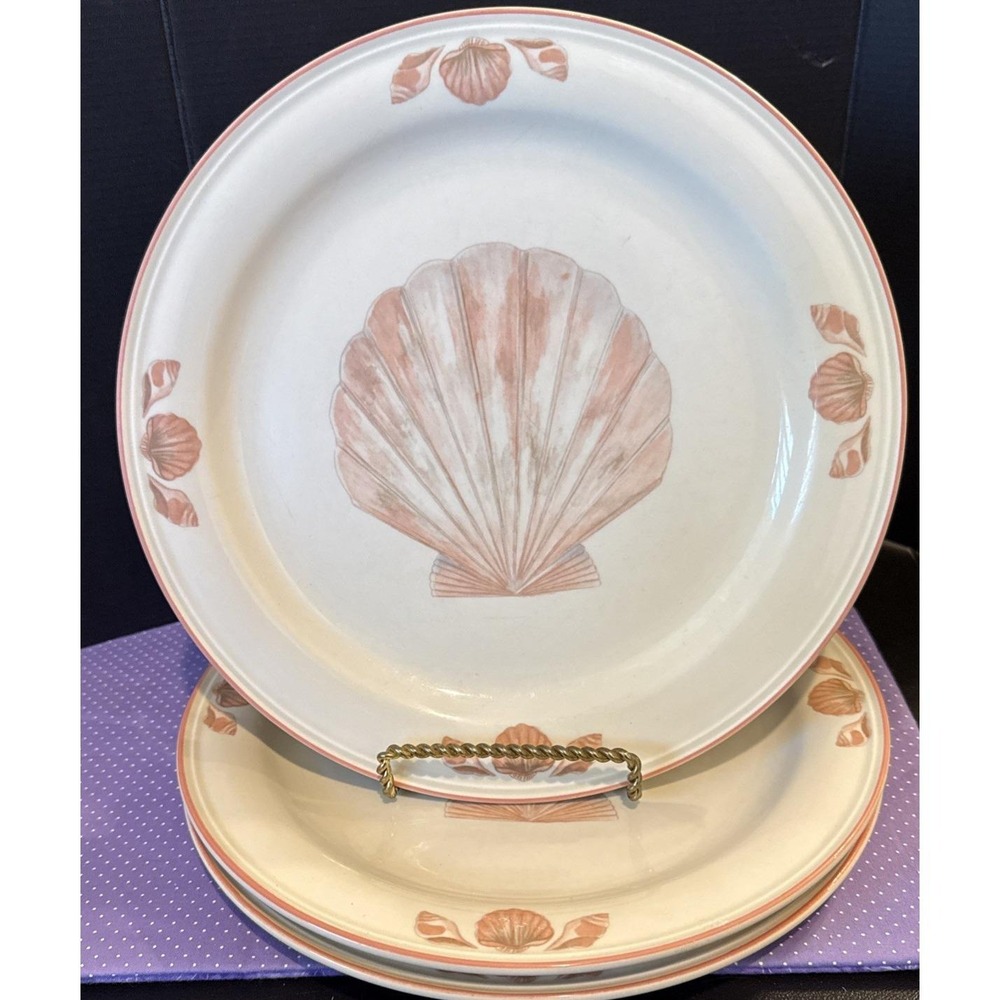 Sangostone Coquille 3664 Clam Seashell Dinner Plates Plate 10.5 Inch Set Of 3